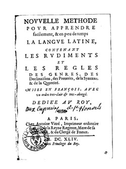 C. Lancelot, Nouvelle methode pour apprendre facilement le latin