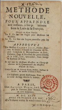 M. Scipion Roux, Méthode nouvelle pour apprendre aux enfants à lire parfaitement bien le latin et le françois (...) 