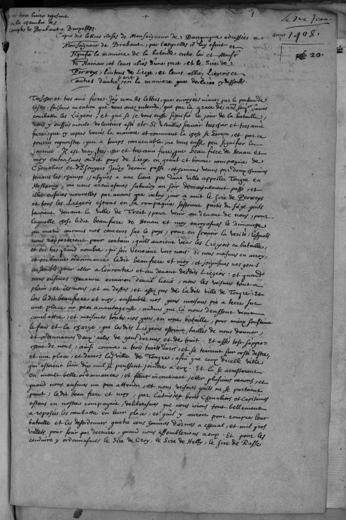 Jean sans Peur au duc de Brabant f° 1 recto