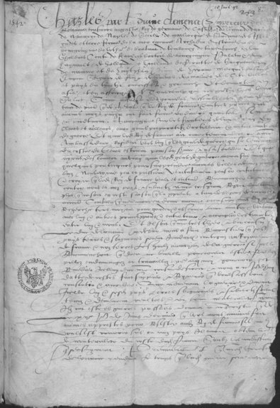 Lettres patentes de Charles-Quint confirmant la neutralité du duc de Lorraine.