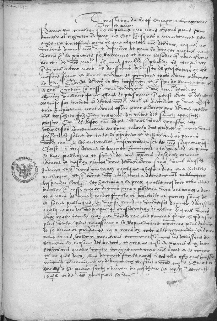 « Translation du brief du pape à l'empereur »