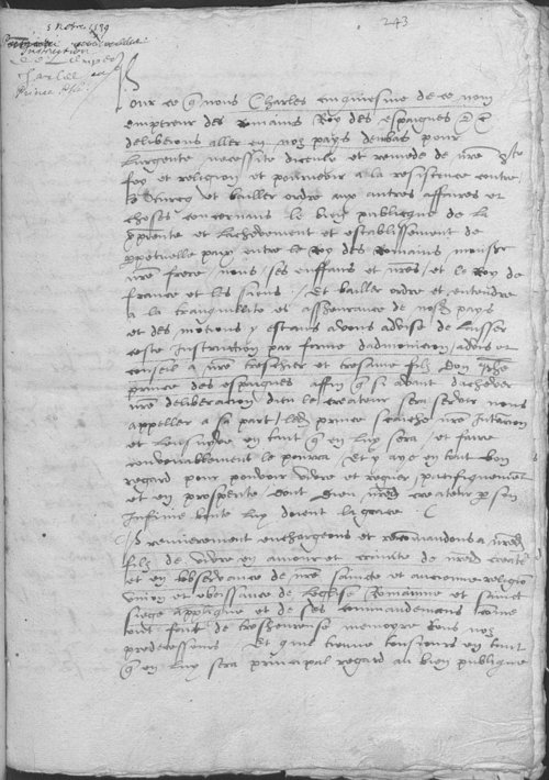 Instruction de l'empereur Charles-Quint à son fils Phillippe.