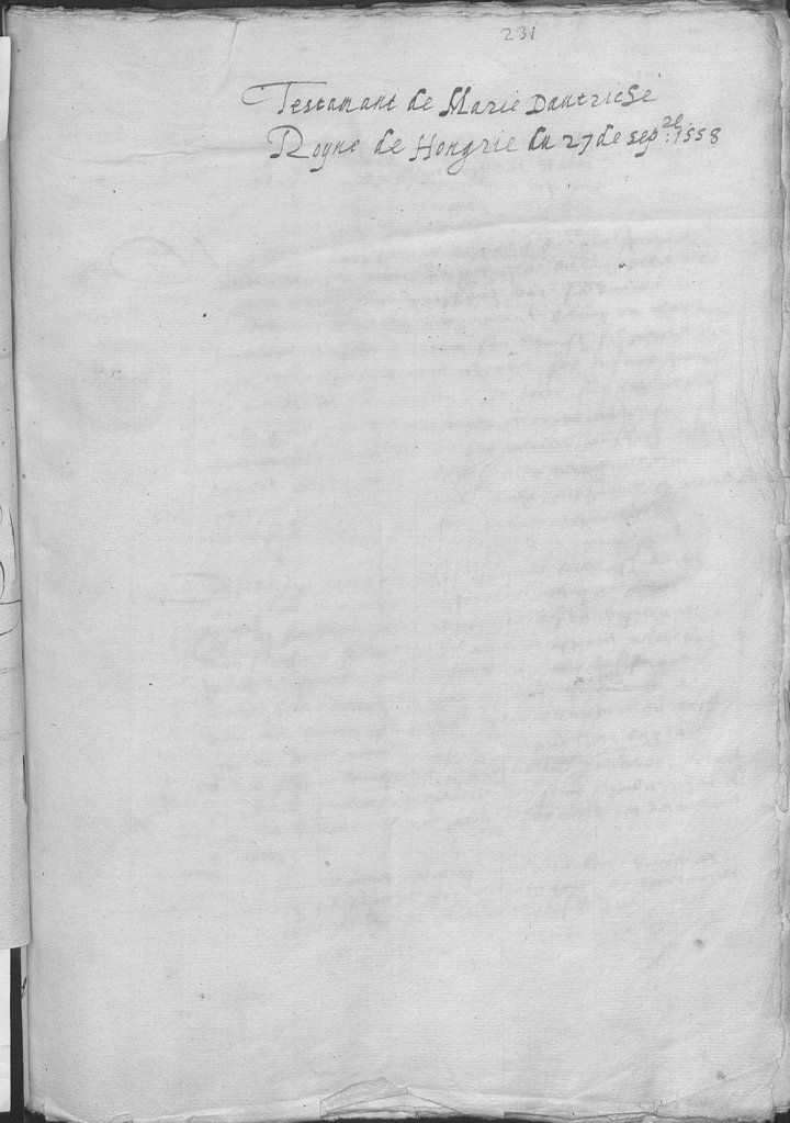 Testament de Marie d'Autriche, reine de Hongrie.